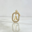 Dije Marco Letra A Colgante 1.3gr / 2.5cm - 1.8cm / Circones Blancos Oro Amarillo 18K