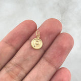 Dije Letra P 0.4gr / 1.4cm / Circulo Mate Oro Amarillo 18K