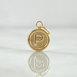 Dije Letra P 0.4gr / 1.4cm / Circulo Mate Oro Amarillo 18K