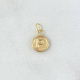 Dije Letra P 0.4gr / 1.4cm / Circulo Mate Oro Amarillo 18K