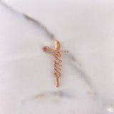 Dije Cruz Jesus 2.4gr / 3.2cm / Circones Blancos Oro Rosa 18K #