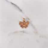 Dije Corazon Mariposa 2.15gr / 1.9cm / Circones Blancos Dos Oros Blanco Rosa 18K #