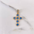 Dije Cruz Tupida 4.1gr / 3.8cm / Circones Blancos Azules Oro Amarillo 18K #