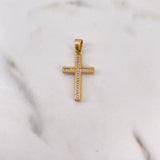 Dije Cruz 2.2gr / 3cm / Circones Blancos Oro Amarillo 18K #