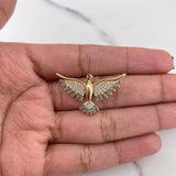 Dije Colibri 3.35gr / 1.8cm / Circones Negros-Azules-Blancos Oro Amarillo 18K #