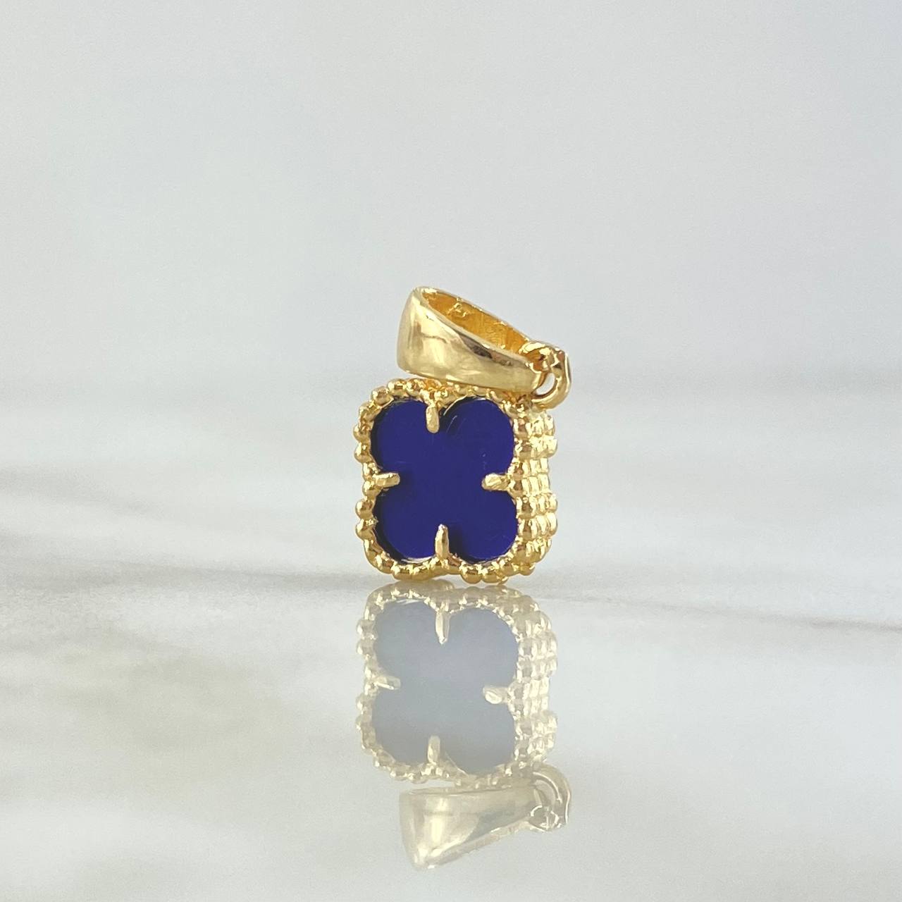 Dije Trébol Vcya 1.3gr / 1.7cm / Cuarzo Azul Punteado Oro Amarillo 18K ©