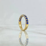 Anillo Mitad Tupida 2.85gr / T7 3/4 / Circones Azules Oro Amarillo 18K ©