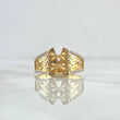 Anillo Corset 5.45gr / T9 / Circones Blancos Oro Amarillo 18K ©