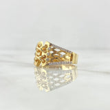 Anillo Corset 5.45gr / T9 / Circones Blancos Oro Amarillo 18K ©