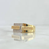 Anillo Hebilla Rectangulo 8.75gr / T11 / Circones Blancos Dos Oros Amarillo Blanco 18K ©