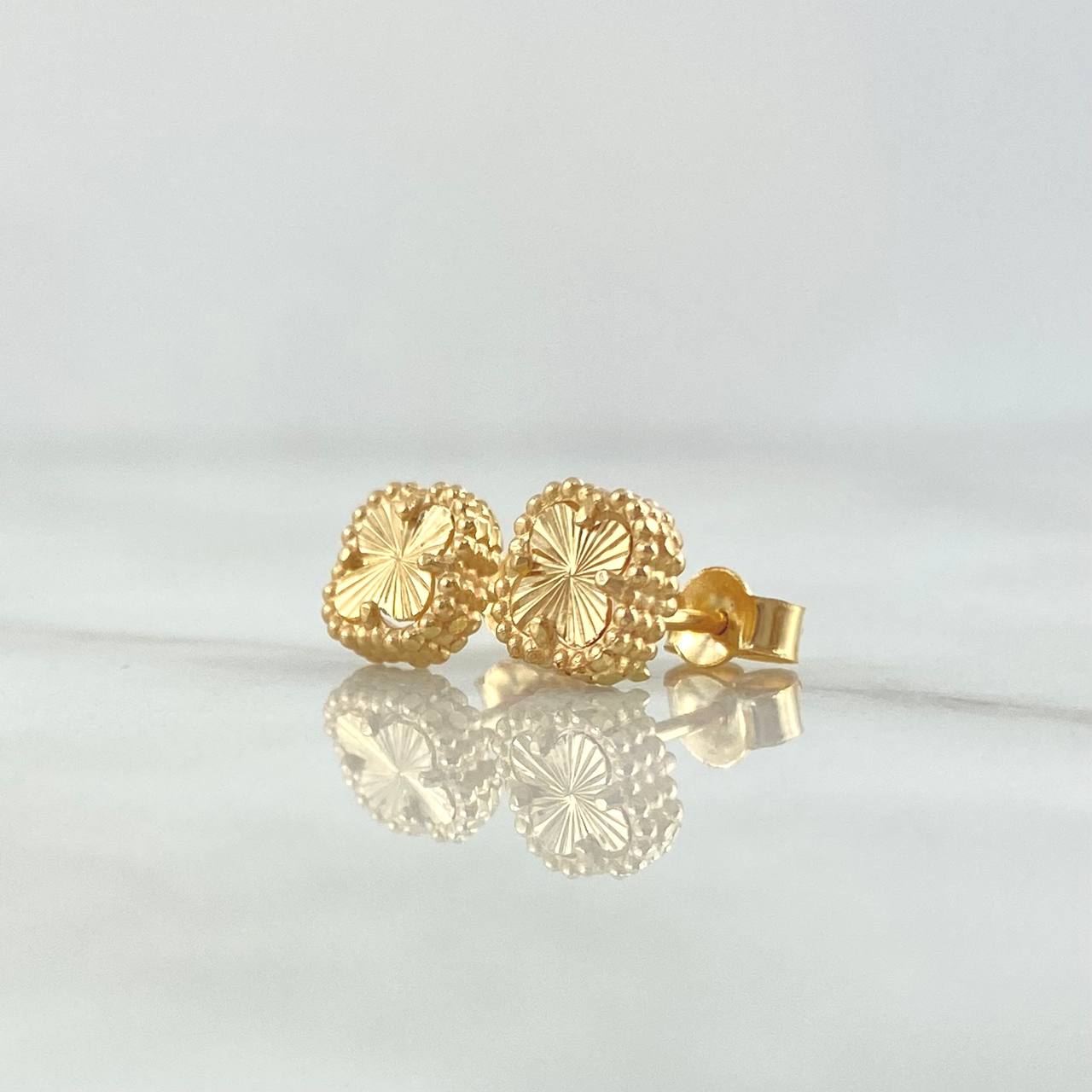 Topos Trébol VCyA 2.05gr / 7mm Diamantado Punteado Oro Amarillo 18K Nac.Esp.