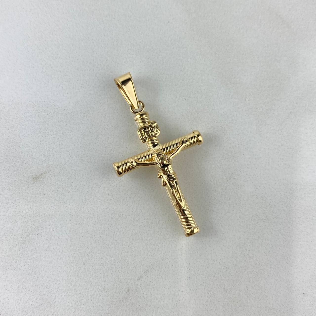 Dije Cristo Cruz 1.25gr / 3.5cm / Baston Atornillado Oro Amarillo