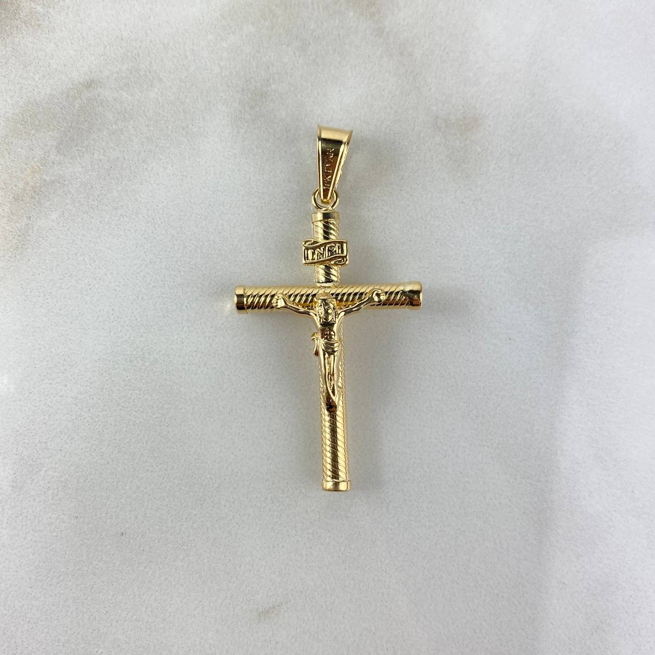 Dije Cristo Cruz 1.55gr / 4.3cm / Baston Atornillado Oro Amarillo