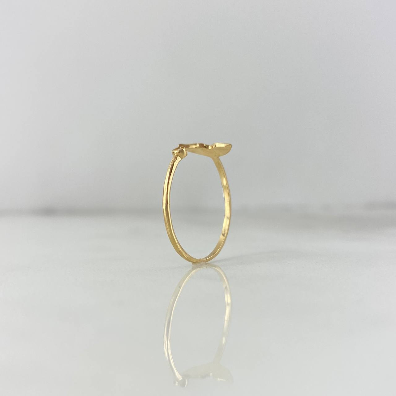 Anillo Cola Delfin 0.8gr / T7 3/4 / Circon Blanco Oro Amarillo *