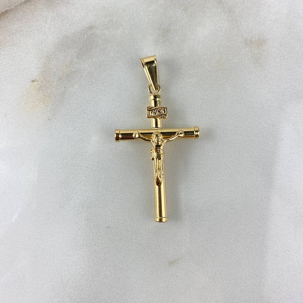 Dije Cristo Cruz 1.6gr / 4.3cm / Baston Liso Oro Amarillo