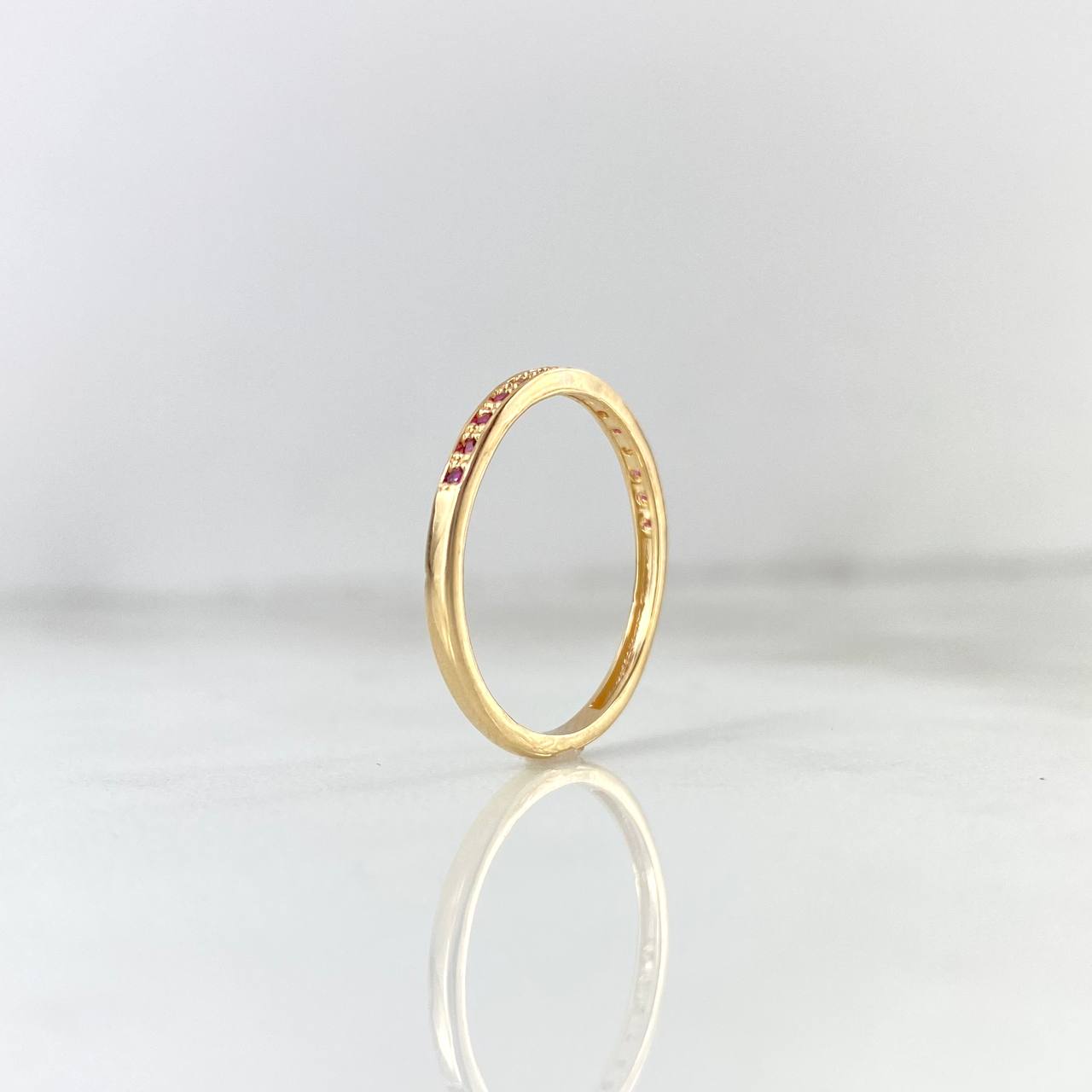 Anillo Rustico Carril 1.4gr / T7 1/4 / Circones Fucsias Oro Amarillo