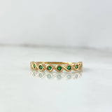 Anillo Ojos Espiral Punteado 1.55gr / T6 3/4 / Circones Verdes Oro Amarillo