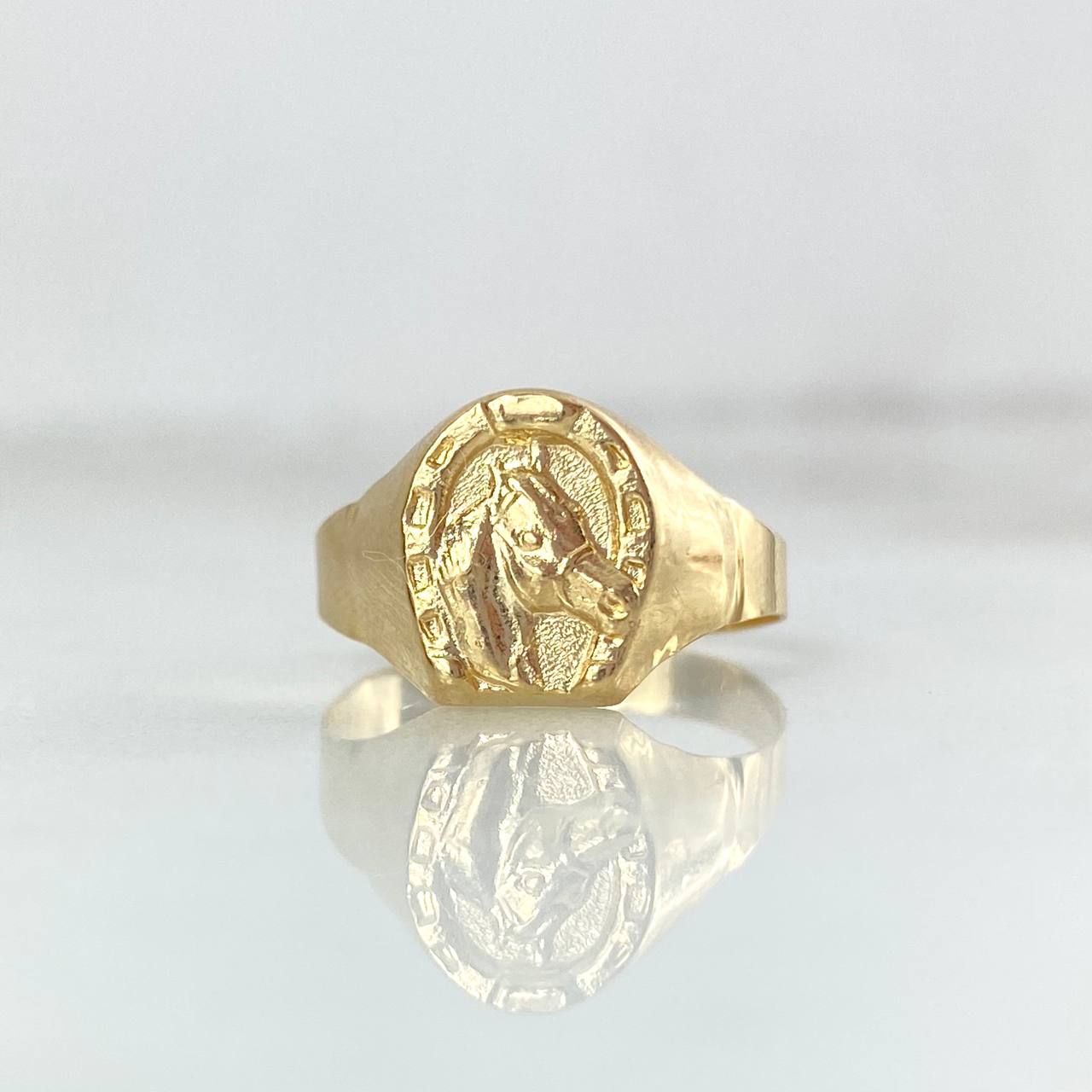 Anillo Sello Herradura Caballo 1gr / T5 / Oro Amarillo