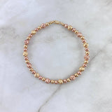 Pulso Aro 8.15gr / 19cm / 4mm-5mm Bolas Diamantadas Lisas Dos Oros Amarillo Rosa *