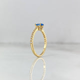 Anillo Solitario Churumbela 1.75gr / T5 1/2 / Circones Blancos Celeste Oro Amarillo