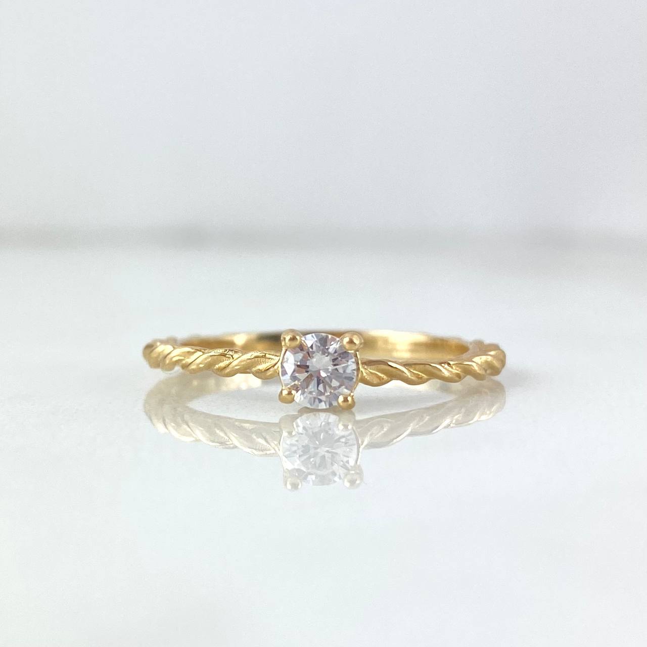 Anillo Solitario Lazo 2.25gr / T7 1/4 / Circones Blancos Oro Amarillo