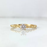 Anillo Solitario Lazo 2.25gr / T7 1/4 / Circones Blancos Oro Amarillo