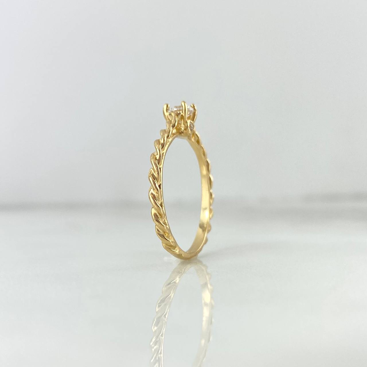 Anillo Solitario Trenza 2.45gr / T8 / Circon Blanco Oro Amarillo ©