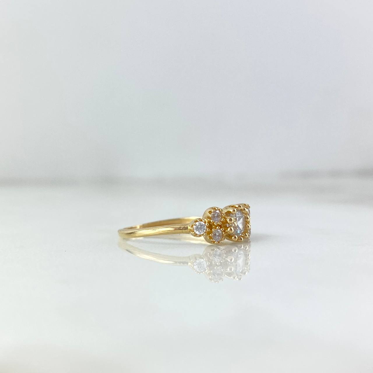 Anillo Puntos Cruz 2.15gr / T5 1/4 / Circones Blancos Oro Amarillo