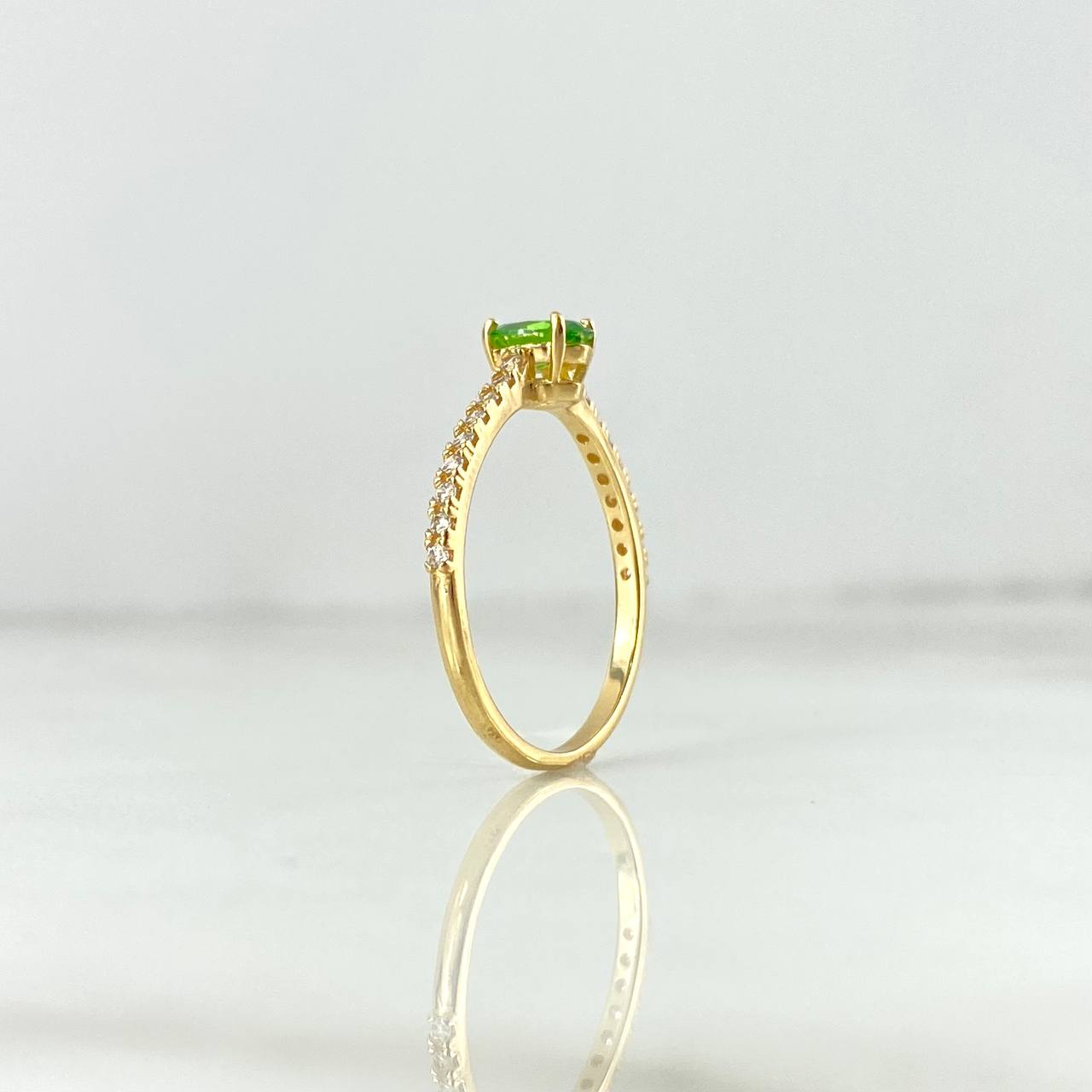 Anillo Solitario Churumbela 1.85gr / T6 1/2 / Circones Blancos-Verdes Oro Amarillo ©