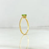 Anillo Solitario Churumbela 1.85gr / T6 1/2 / Circones Blancos-Verdes Oro Amarillo ©