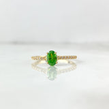 Anillo Solitario Churumbela 1.85gr / T6 1/2 / Circones Blancos-Verdes Oro Amarillo ©