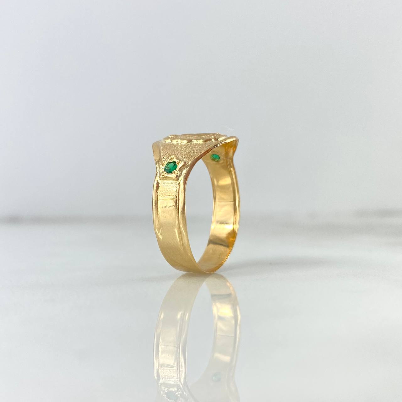 Anillo Sello Virgen Guadalupe 2.35gr / T10 / Circones Verdes Oro Amarillo ©