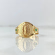 Anillo Sello Virgen Guadalupe 2.35gr / T10 / Circones Verdes Oro Amarillo ©