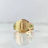 Anillo Sello Virgen Guadalupe 2.35gr / T10 / Circones Verdes Oro Amarillo ©