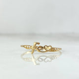 Anillo Fe Corazon 0.8gr / T5 1/2 / Circones Blancos Oro Amarillo