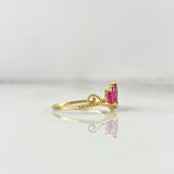 Anillo Tiara 1.2gr / T5 3/4 / Circones Fucsias Oro Amarillo ©