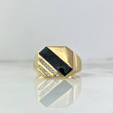 Anillo Sello Lineal 5.4gr / T10 3/4 / Circones Blancos Oro Amarillo ©