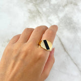 Anillo Sello Lineal 5.4gr / T10 3/4 / Circones Blancos Oro Amarillo ©