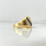 Anillo Sello Lineal 5.4gr / T10 3/4 / Circones Blancos Oro Amarillo ©