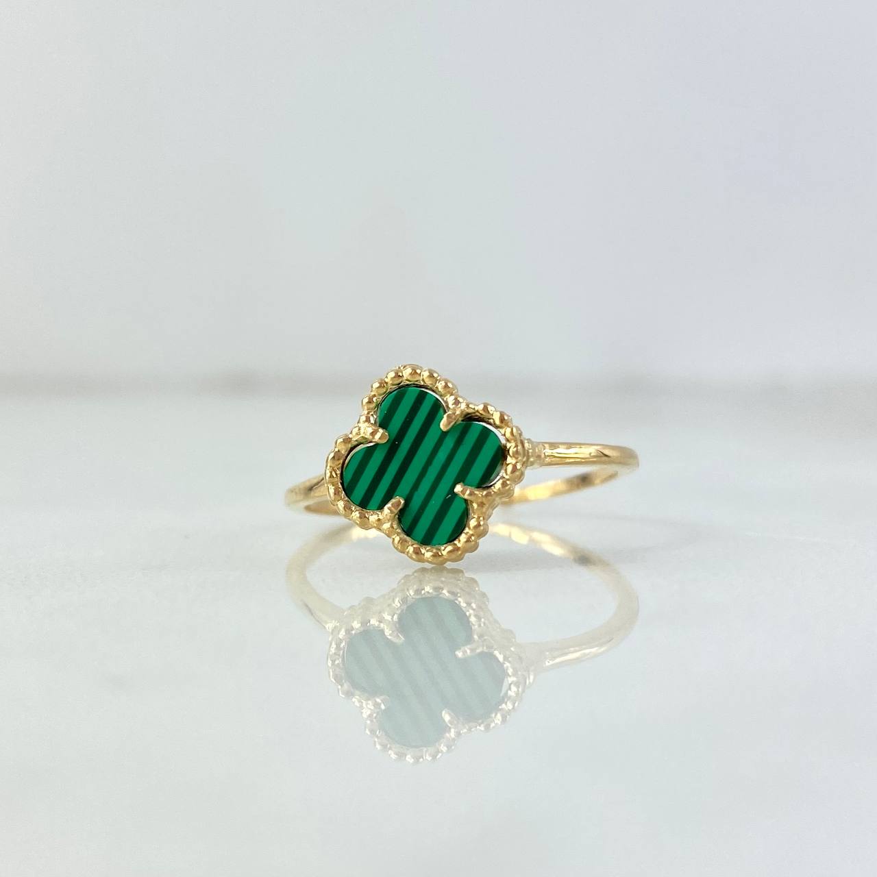 Anillo Trebol VCyA 2.1gr / T5 / Verde Malaquita Oro Amarillo +4