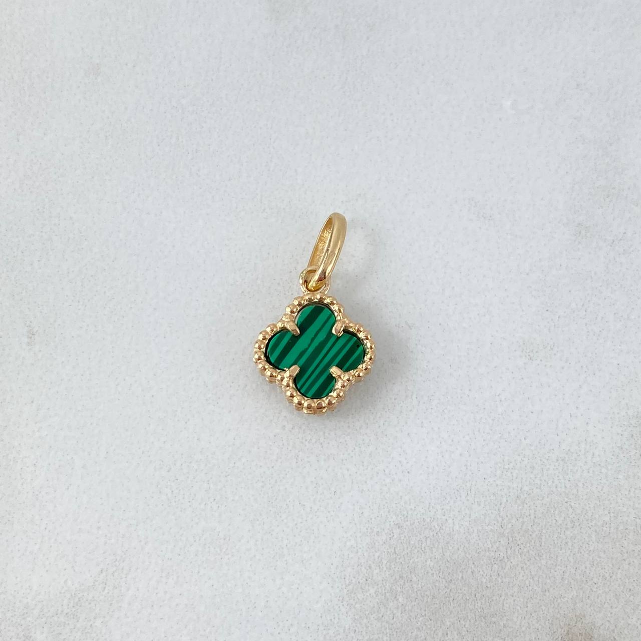 Dije Trébol VCyA 1.4gr / 1.8cm / Verde Malaquita Oro Amarillo +4