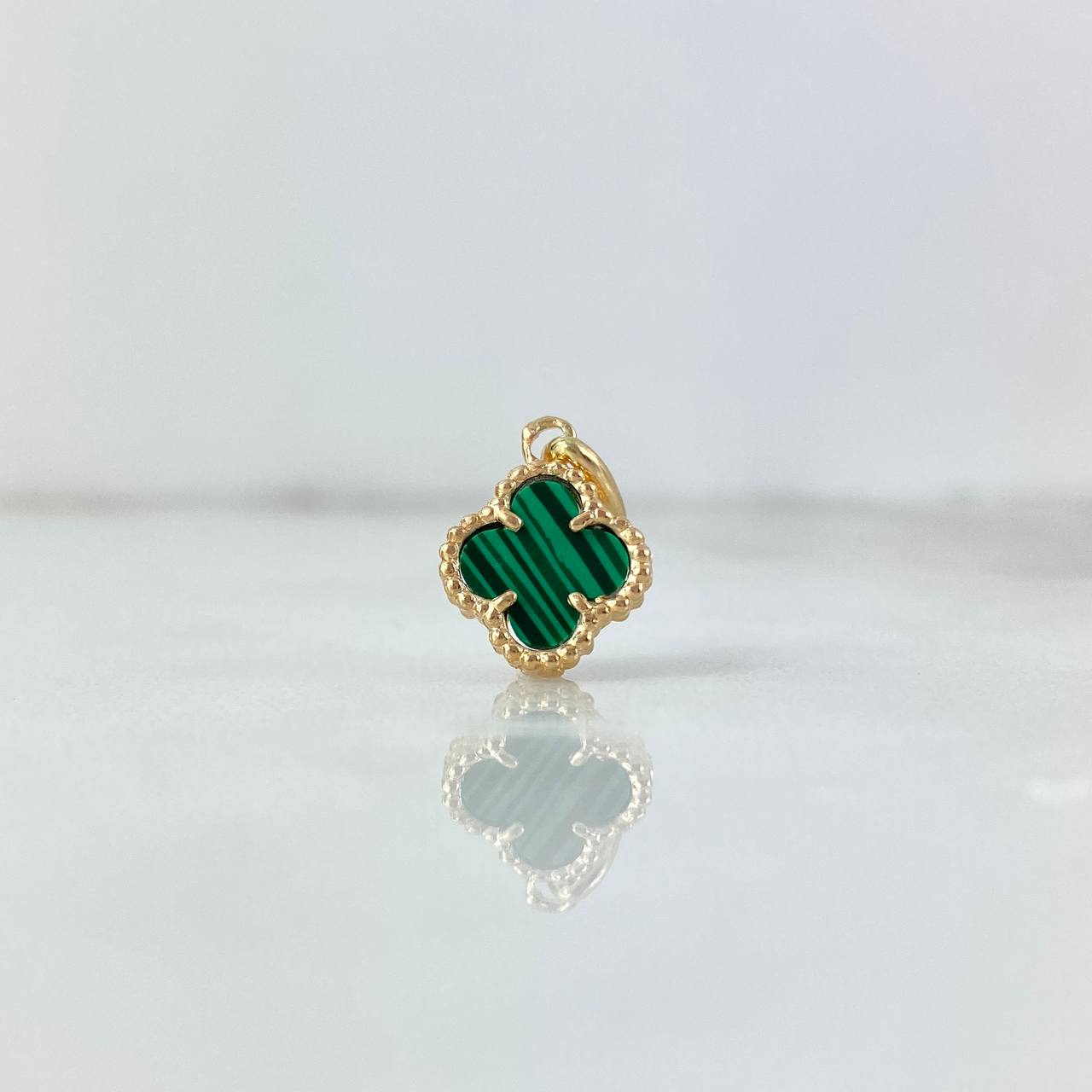 Dije Trébol VCyA 1.4gr / 1.8cm / Verde Malaquita Oro Amarillo +4