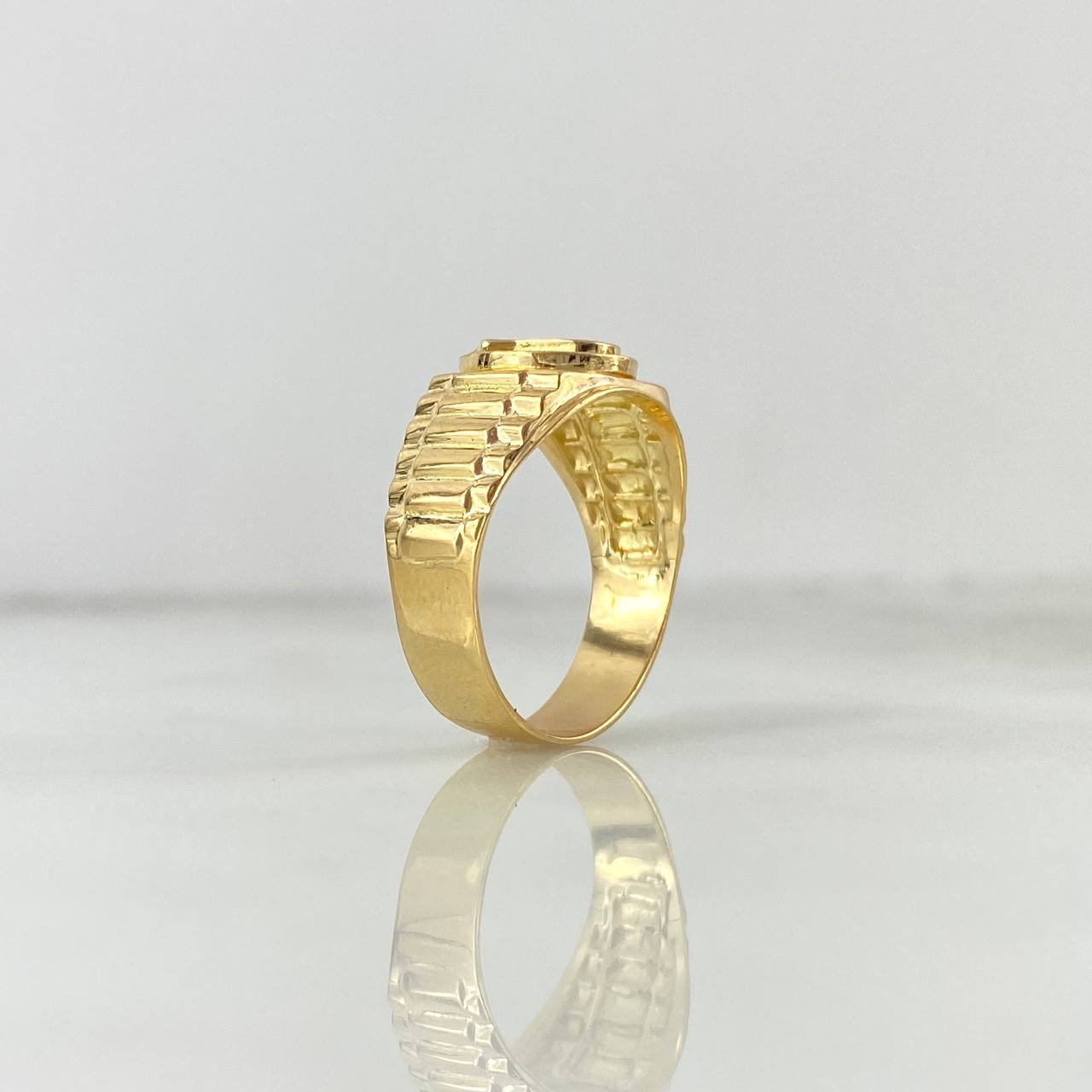 Anillo Cinturón Corona 6.75gr / T7 1/4 / Circones Blancos Oro Amarillo