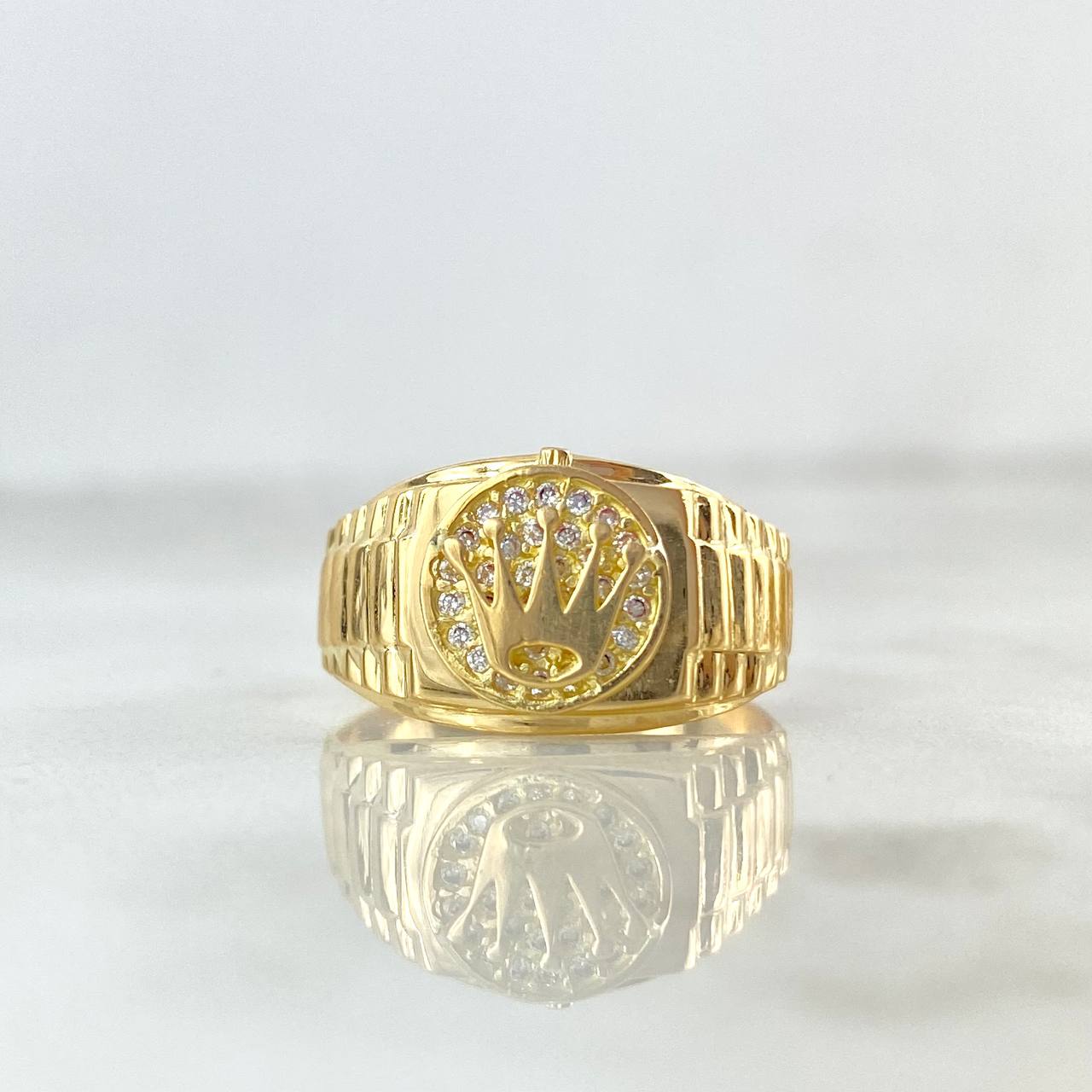 Anillo Cinturón Corona 7gr / T6 1/2 / Circones Blancos Oro Amarillo