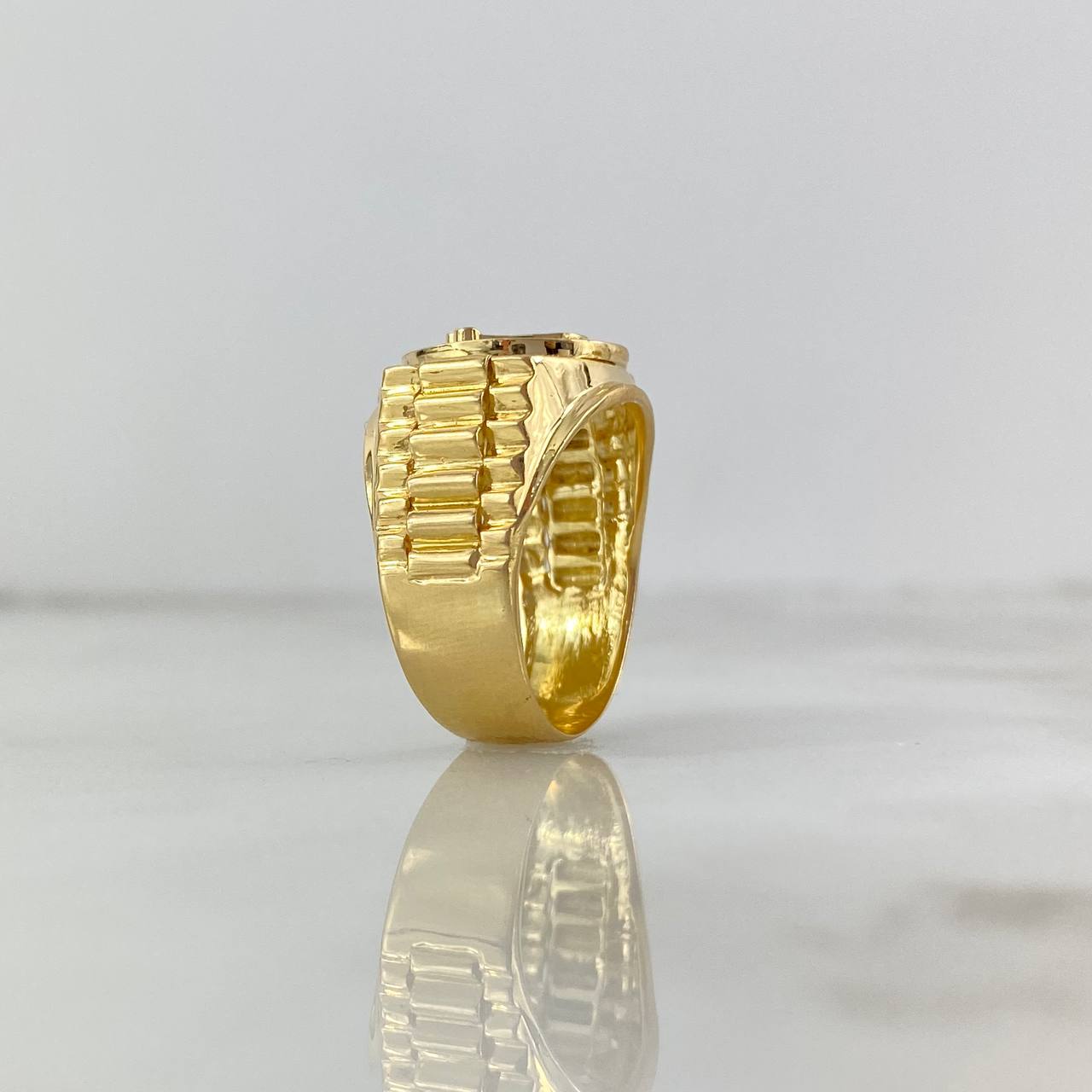 Anillo Cinturón Corona 9.6gr / T8 1/4 / Circones Blancos Oro Amarillo