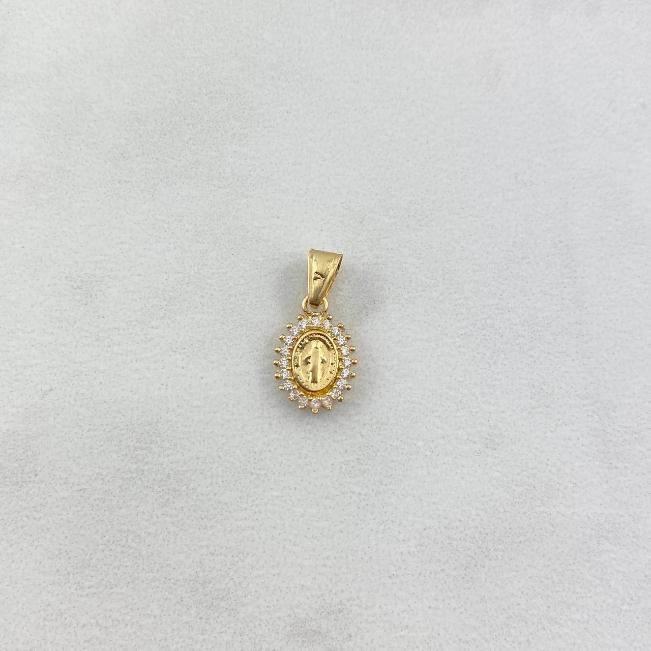 Dije Virgen Milagrosa 0.6gr / 1.5cm / Circones Blancos Oro Amarillo