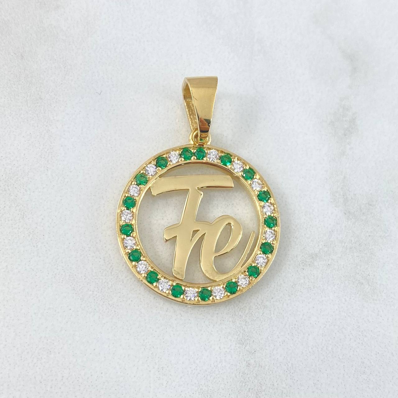 Fabricación Dije Aro Fe Personalizado 7gr / Circones Verdes Blancos Oro Amarillo 18K