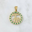 Fabricación Dije Aro Fe Personalizado 7gr / Circones Verdes Blancos Oro Amarillo 18K