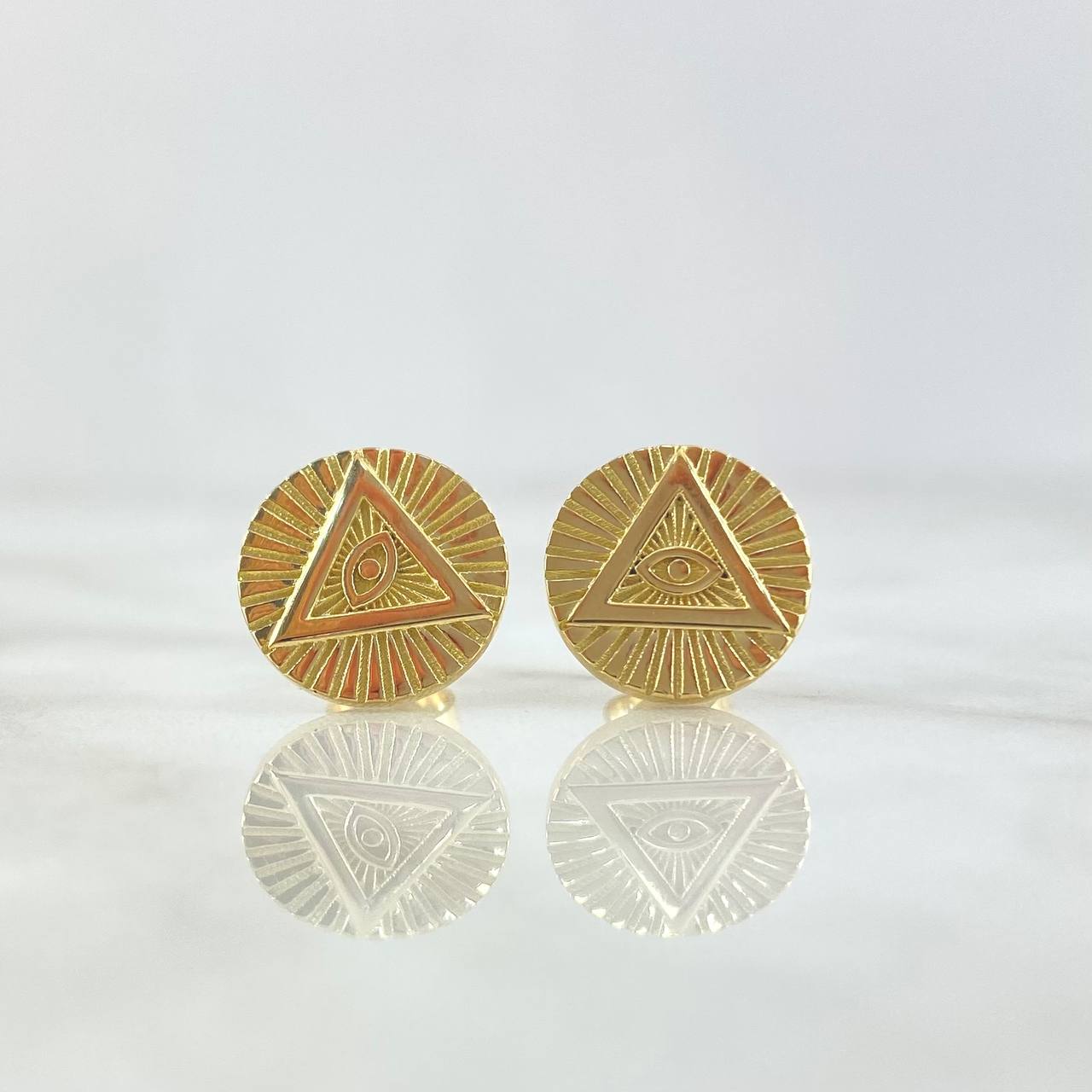 Fabricación Topos Ojos Triangulo Mistico 5gr / Diamantados Relieve Oro Amarillo 18K