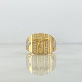 Anillo Cruz Cristo 7.3gr / T11 / Circones Blancos Oro Amarillo